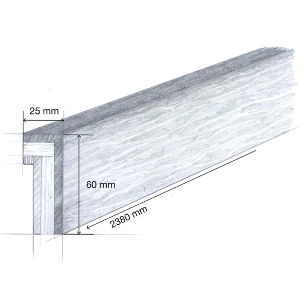 GALLERIA Abschlussleiste Altholz Wurmstich roh 25x60x2380 – Bild 2